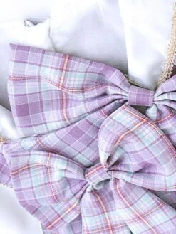 Polyester Tea Party Ruffles Short Sleeves Polyester Fall Dress Plaid ROCOCO Style Purple Kids' Lolita Dresses -AYA Cosplay Shop 202303071334348604669