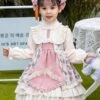 Polyester Daily Casual Ruffles Long Sleeves Polyester Fall Dress Floral Print Sweet Pink Kids' Lolita Dresses -AYA Cosplay Shop 202303071334403123622