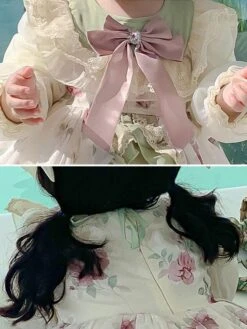 Polyester Daily Casual Lace Long Sleeves Polyester Summer Dress Floral Print ROCOCO Style Green Kids' Lolita Dresses -AYA Cosplay Shop 202303071334447712046