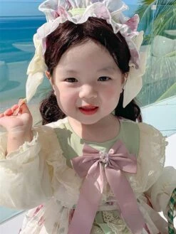 Polyester Daily Casual Lace Long Sleeves Polyester Summer Dress Floral Print ROCOCO Style Green Kids' Lolita Dresses -AYA Cosplay Shop 202303071334453717380