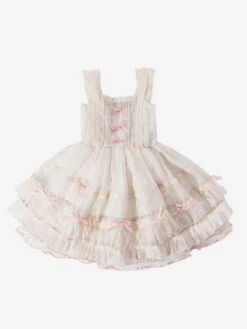 Polyester Tea Party Bows Sleeveless Polyester Spring Dress Sweet Pink Kids' Lolita Dresses -AYA Cosplay Shop 202303071334515017239