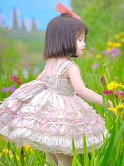 Polyester Tea Party Bows Sleeveless Polyester Spring Dress Sweet Pink Kids' Lolita Dresses -AYA Cosplay Shop 20230307133452785137