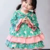 Polyester Tea Party Bows Long Sleeves Polyester Fall Dress Floral Print ROCOCO Style Green Kids' Lolita Dresses -AYA Cosplay Shop 202303071335460175783