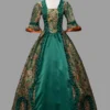 Green Vitorian Dress Costumes Ruffles Polyester Floral Print Marie Antoinette 1800s Dress -AYA Cosplay Shop 202303081032113408256