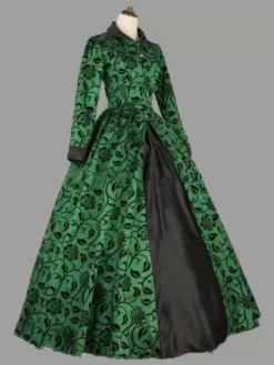 Green Victorian Dress Retro Costumes Women's Floral Print Marie Antoinette Polyester Victorian Style Dress -AYA Cosplay Shop 202303081032147207383