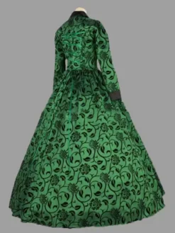 Green Victorian Dress Retro Costumes Women's Floral Print Marie Antoinette Polyester Victorian Style Dress -AYA Cosplay Shop 202303081032150052640