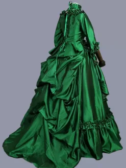 Green Retro Costumes Women's Marie Antoinette Costume Floral Print Ruffles Polyester Tunic Dress Retro Masquerade Ball Gown -AYA Cosplay Shop 202303081032156069214