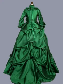 Green Retro Costumes Women's Marie Antoinette Costume Floral Print Ruffles Polyester Tunic Dress Retro Masquerade Ball Gown -AYA Cosplay Shop 202303081032158935911