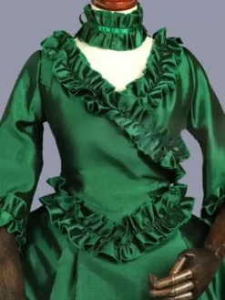 Green Retro Costumes Women's Marie Antoinette Costume Floral Print Ruffles Polyester Tunic Dress Retro Masquerade Ball Gown -AYA Cosplay Shop 202303081032161837651