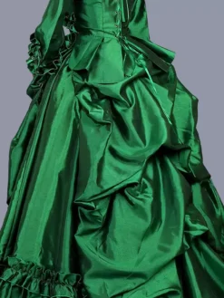 Green Retro Costumes Women's Marie Antoinette Costume Floral Print Ruffles Polyester Tunic Dress Retro Masquerade Ball Gown -AYA Cosplay Shop 202303081032164705759