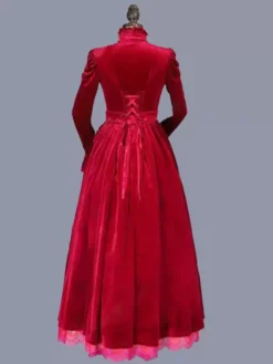 Red Retro Costumes Women's Floral Print Ruffles Polyester Marie Antoinette Costume Tunic Dress Retro Masquerade Ball Gown -AYA Cosplay Shop 202303081032174513863