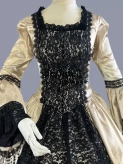 Yellow Retro Costumes Lace Polyester Floral Print Dress Women's Marie Antoinette Costume Retro Tunic Vintage Clothing -AYA Cosplay Shop 202303081032180138647