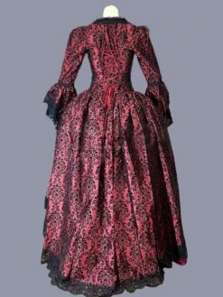 Red Retro Costumes Ruffles Polyester Marie Antoinette Costume Floral Print Dress Women's Retro Tunic Party Prom Dress -AYA Cosplay Shop 202303081032198139384