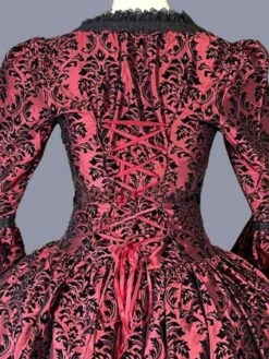 Red Retro Costumes Ruffles Polyester Marie Antoinette Costume Floral Print Dress Women's Retro Tunic Party Prom Dress -AYA Cosplay Shop 202303081032201209445