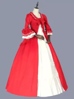 Red Retro Costumes Women's Bows Polyester Marie Antoinette Costume Tunic Dress Retro Masquerade Ball Gown -AYA Cosplay Shop 202303081032270369912