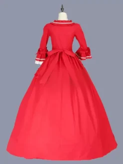 Red Retro Costumes Women's Bows Polyester Marie Antoinette Costume Tunic Dress Retro Masquerade Ball Gown -AYA Cosplay Shop 202303081032273583597