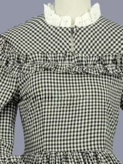 Black Retro Costumes Ruffles Marie Antoinette Costume Polyester Plaid Dress Women's Retro Tunic Masquerade Ball Gown -AYA Cosplay Shop 202303081032287597901