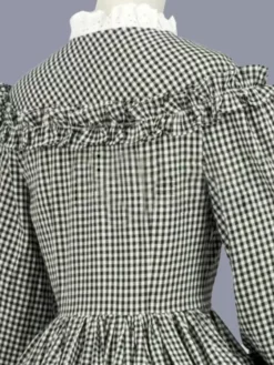 Black Retro Costumes Ruffles Marie Antoinette Costume Polyester Plaid Dress Women's Retro Tunic Masquerade Ball Gown -AYA Cosplay Shop 202303081032292717572