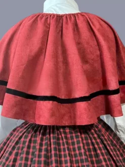 Red Retro Costumes Women's Plaid Ruffles Polyester Marie Antoinette Costume Tunic Dress Cloak Retro Party Prom Dress -AYA Cosplay Shop 202303081032306666941
