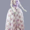 Purple Retro Costumes Bows Polyester Floral Print Dress Women's Retro Marie Antoinette Costume Tunic Party Prom Dress -AYA Cosplay Shop 202303081032323273463