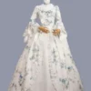 White Retro Costumes Bows Polyester Floral Print Marie Antoinette Costume Dress Women's Retro Tunic Masquerade Ball Gown -AYA Cosplay Shop 20230308103234785566
