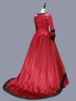 Red Retro Costumes Women's Marie Antoinette Costume Lace Ruffles Polyester Tunic Dress Retro Party Prom Dress -AYA Cosplay Shop 202303081032382845056