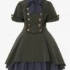 Military Lolita Dress Short Sleeves Double Line Classic Lolita Dress -AYA Cosplay Shop 202303101750077371824