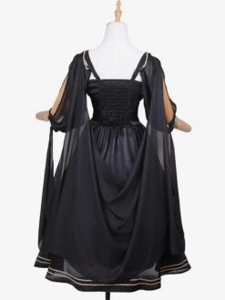 Classical Lolita Dress Polyester Long Sleeves Lolita Dresses Black Gold -AYA Cosplay Shop 202303201551123866249