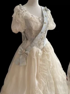 Sweet Lolita Wedding Dress Polyester Short Sleeves Dress Lolita Dress -AYA Cosplay Shop 202303311500494821636