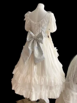 Sweet Lolita Wedding Dress Polyester Short Sleeves Dress Lolita Dress -AYA Cosplay Shop 202303311500497854517