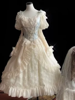 Sweet Lolita Wedding Dress Polyester Short Sleeves Dress Lolita Dress -AYA Cosplay Shop 202303311500500873100