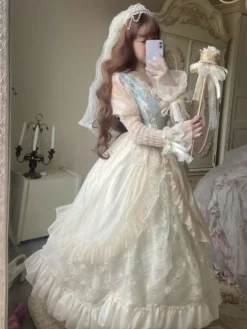 Sweet Lolita Wedding Dress Polyester Short Sleeves Dress Lolita Dress -AYA Cosplay Shop 202303311500504111850