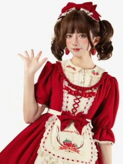 Sweet Lolita Dress Bow Bandage Ruffles Polyester Sweet Lolita Dress -AYA Cosplay Shop 202304041823226242833