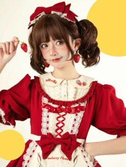 Sweet Lolita Dress Bow Bandage Ruffles Polyester Sweet Lolita Dress -AYA Cosplay Shop 202304041823229988253