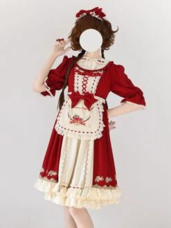 Sweet Lolita Dress Bow Bandage Ruffles Polyester Sweet Lolita Dress -AYA Cosplay Shop 202304041823239201087