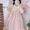 Sweet Lolita Dress Polyester Sleeveless Bows Jumper Dress -AYA Cosplay Shop 202304041823383901401