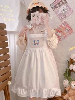 Sweet Lolita Dress Polyester Sleeveless Bows Jumper Dress -AYA Cosplay Shop 20230404182339017739