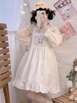 Sweet Lolita Dress Polyester Sleeveless Bows Jumper Dress -AYA Cosplay Shop 20230404182339319871