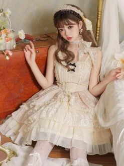 JSK Sweet Lolita Dress Polyester Sleeveless Jumper Dress Hime Lolita Dresses