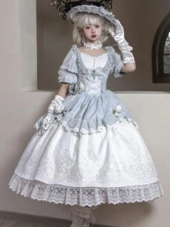 Classical Lolita Dress Polyester Short Sleeves Lolita Dresses Classic Gray -AYA Cosplay Shop 202304041824054752590