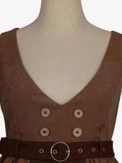 Classical Lolita Dress Polyester Bows Lolita Dresses Sleeveless Academic Coffee Brown -AYA Cosplay Shop 202304141543453845577