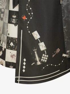 Classical Lolita Dress Polyester Bows Long Sleeves Lolita Dresses Checkerboard Pattern Black -AYA Cosplay Shop 20230417172111364402