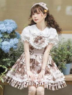 JSK Sweet Lolita Dress Polyester Sleeveless Ruffles Jumper Lolita Dress -AYA Cosplay Shop 202305051433558939805