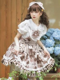 JSK Sweet Lolita Dress Polyester Sleeveless Ruffles Jumper Lolita Dress -AYA Cosplay Shop 20230505143356205239