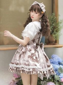 JSK Sweet Lolita Dress Polyester Sleeveless Ruffles Jumper Lolita Dress -AYA Cosplay Shop 202305051433565089142