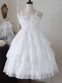 Pink Sweet Lolita Dress Polyester Sleeveless Jumper Hime Lolita Dress -AYA Cosplay Shop 202305051433584917673