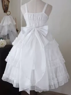 Pink Sweet Lolita Dress Polyester Sleeveless Jumper Hime Lolita Dress -AYA Cosplay Shop 202305051433588058172