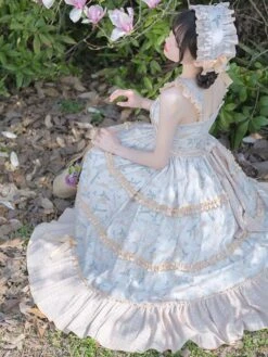 JSK Sweet Lolita Dress Polyester Sleeveless Jumper Lolita Dress -AYA Cosplay Shop 202305051557221622311