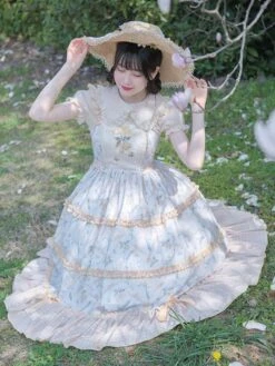 JSK Sweet Lolita Dress Polyester Sleeveless Jumper Lolita Dress -AYA Cosplay Shop 202305051557224786493