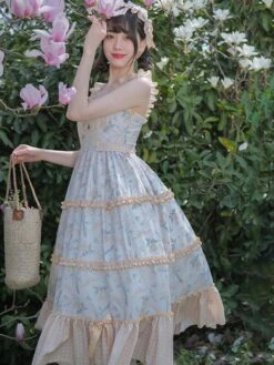 JSK Sweet Lolita Dress Polyester Sleeveless Jumper Lolita Dress -AYA Cosplay Shop 202305051557231336914